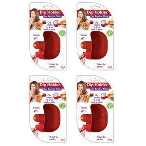 4PK Jokari Silicone Dip Holder Clip For Bowl/Plate - Red