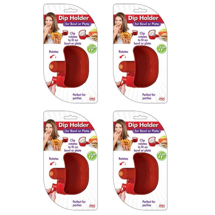 4PK Jokari Silicone Dip Holder Clip For Bowl/Plate - Red
