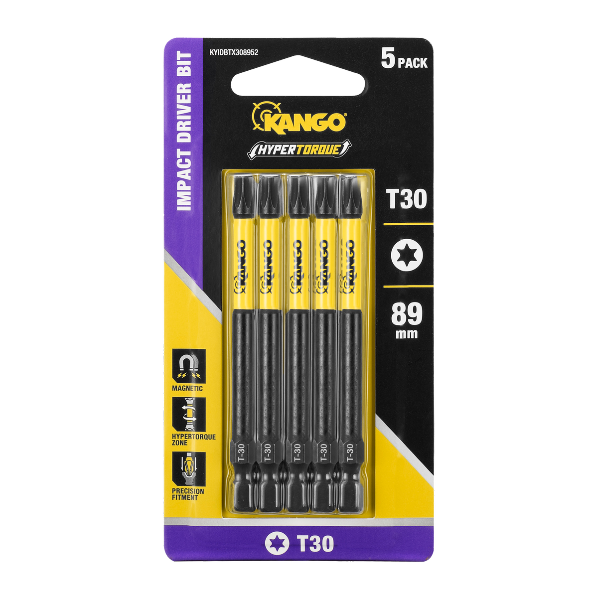 Kango 89mm TX30 Hypertorque Impact Driver Bit - 5 Pack - Bunnings Australia