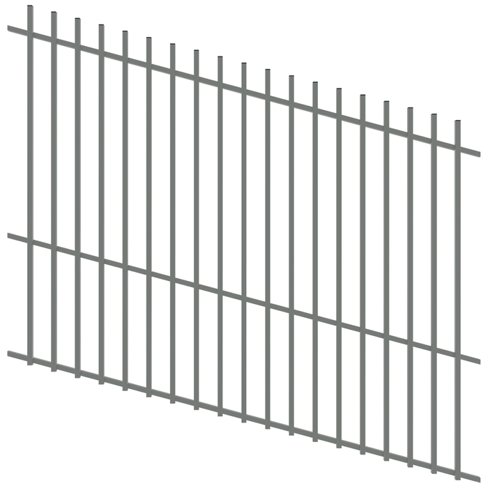 ProtectorAl 1201 - 2400 x 1800mm Palladium Silver Raked Up to 15º Batten Pool Fence Panel