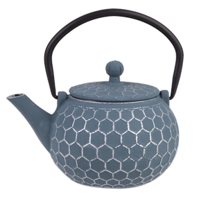 Teaology Cast Iron Teapot - Honeycomb Blue Silver 500ml