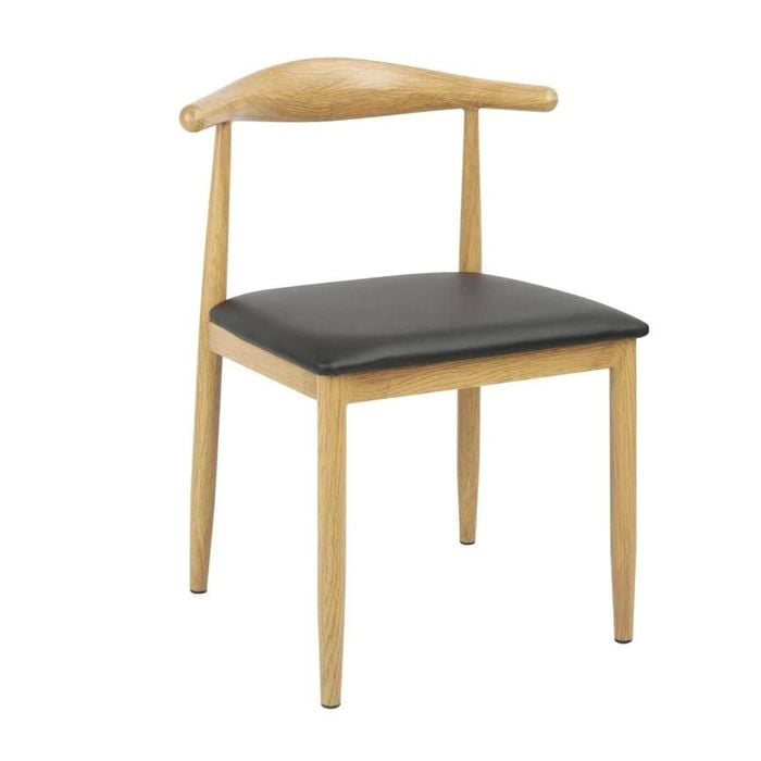 Bolero Camden Padded Interior Chairs Mid-century Modern Wood-effect Steel Frame 2 Pack 745x500x555mm