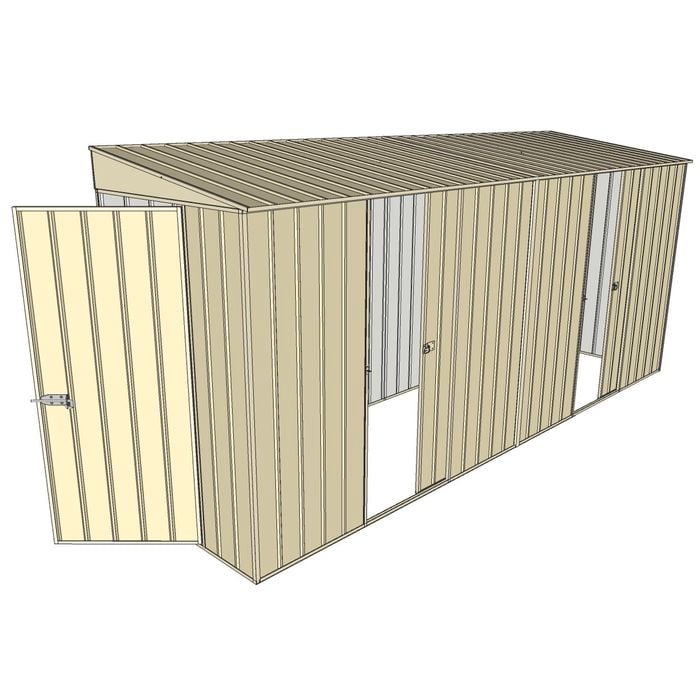 Build-A-Shed 1.2 x 4.5 x 2.0m Tunnel Shed Tunnel Hinged Door with 2 Sliding Side Doors - Cream