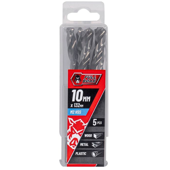 Full Boar 10mm M2 HSS Drill Bit - 5 Pack