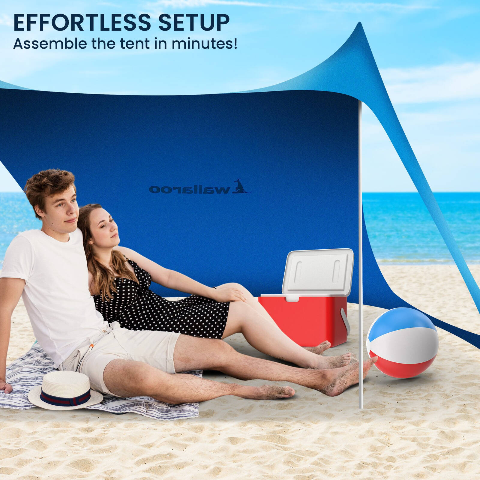 Wallaroo Beach Tent Canopy Sunshade 2m x 2m Blue Bunnings Australia