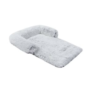 Charlie's Shaggy Faux Fur Bolster Sofa Protector Calming Dog Bed - Arctic White - Large