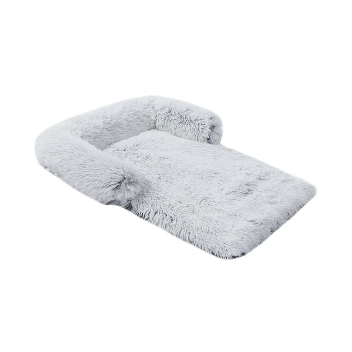 Charlie's Shaggy Faux Fur Bolster Sofa Protector Calming Dog Bed - Arctic White - Large