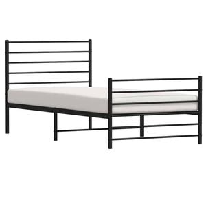 vidaXL Bed Frame Bed Base with Headboard and Footboard Black King Single Size