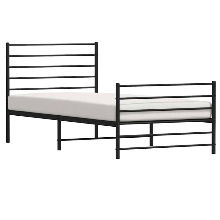 vidaXL Bed Frame Bed Base with Headboard and Footboard Black King Single Size