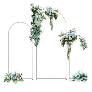Metal Arch Backdrop White Stand Wedding Arch Stand Set Of 3 (6ft/5ft/4ft) Square Arched Frame