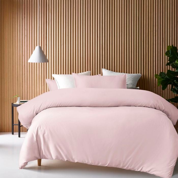 Accesorize Bamboo Cotton Double Stitch Quilt Cover Set Blush - Super King Bed