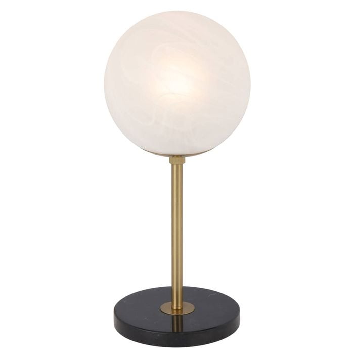 Telbix Oliana Contemporary Table Desk Lamp Light Metal Marble Glass Antique Gold Black Marble Alabastro