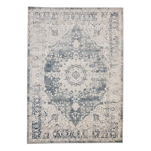 Fab Habitat 296x400cm Navy And White Mangan Traditional Distressed Rug