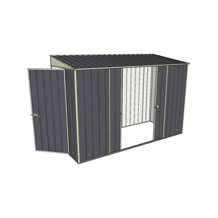 Build-A-Shed 1.2 x 3.0 x 2.0m Tunnel Shed Tunnel Hinged Door with 2 Sliding Side Doors - Grey