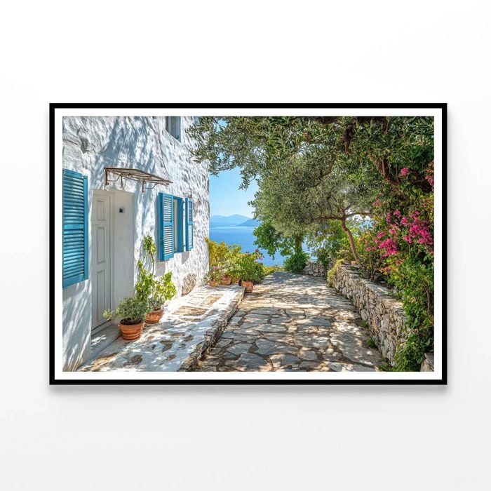 White House, Blue Shutters  Print 100% Australian Made 120x90cm  (Poster)