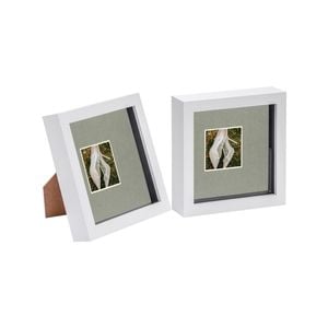 Nicola Spring 2 Piece 6 x 6 3D Shadow Box Photo Frame Set - Craft Display Picture Frame with 2 x 2 Mount - White