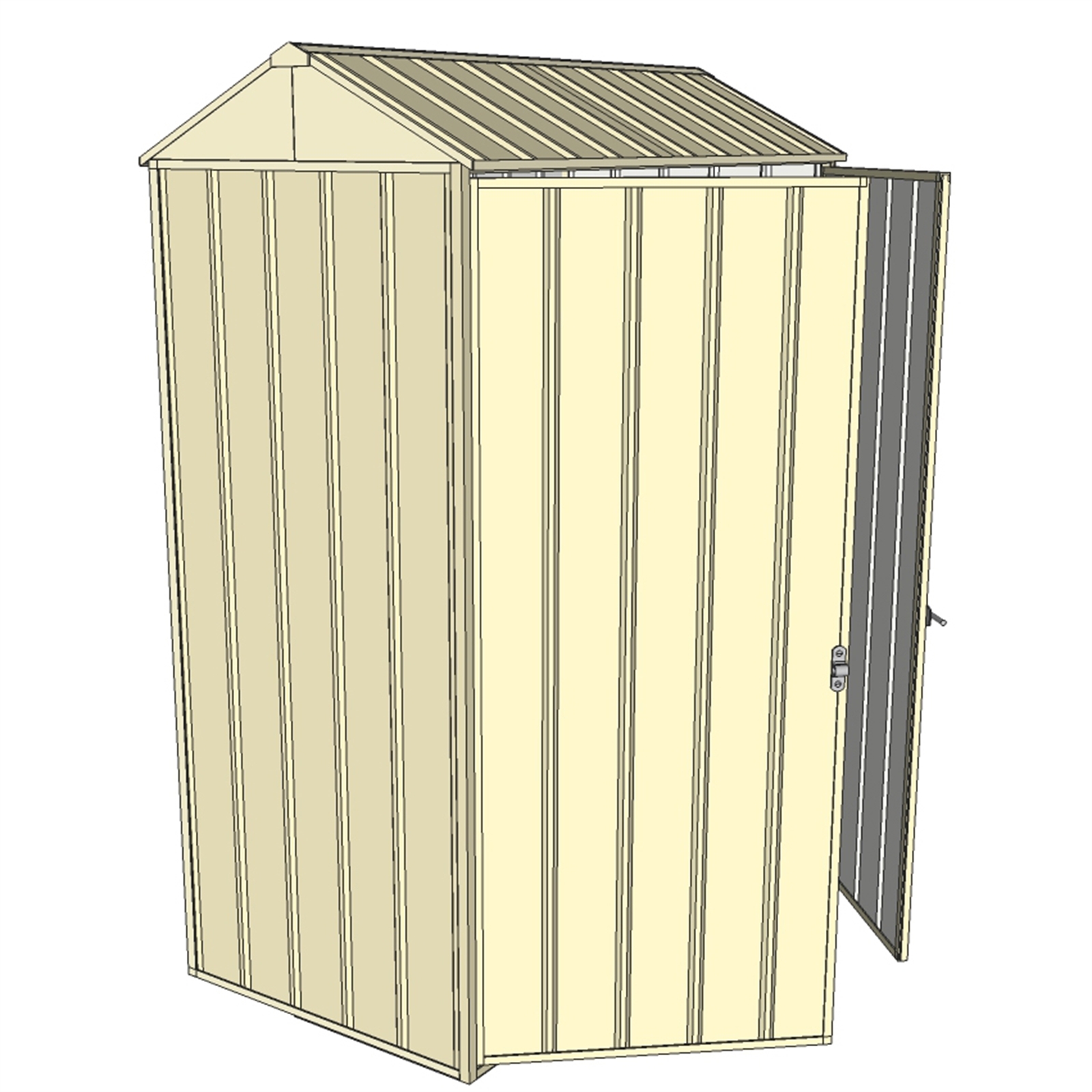 Build-a-Shed 0.8 x 1.5 x 2.1m Gable Double Hinged Side Doors Shed - Cream