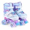 Costway Kid 4-size Butterfly Roller Skates Fun Quad Lightup 5-7 Blue