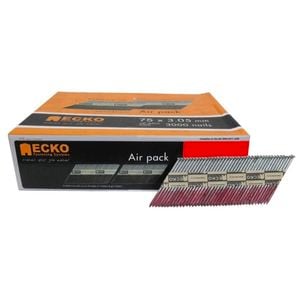 ECKO 75 x 3.05mm Galvanised D Head Ring Framing Nails Gasless - 3000 Pack
