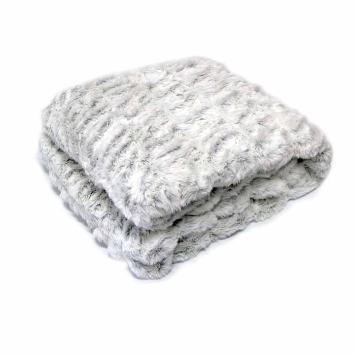 Julietta Soft Faux Fur Throw Rug 127 x 152 cm Silver Fox