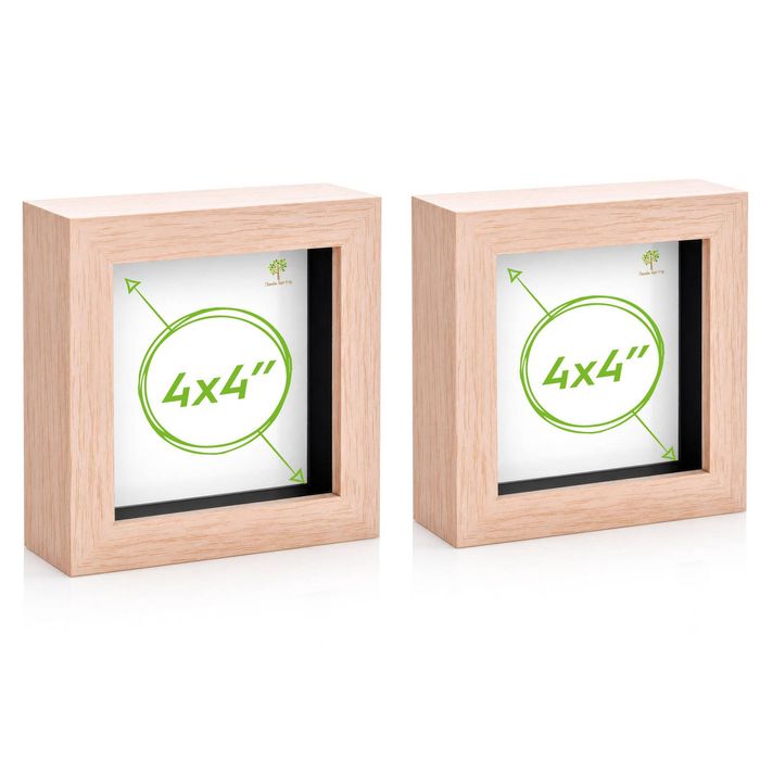 Nicola Spring Acrylic 3d Box Photo Frames - 4" X 4" - Pack Of 2