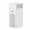 Advwin Side Table 25cm Narrow Sofa End Table w/ Side Shelf & Drawer Slim Bedside Table White