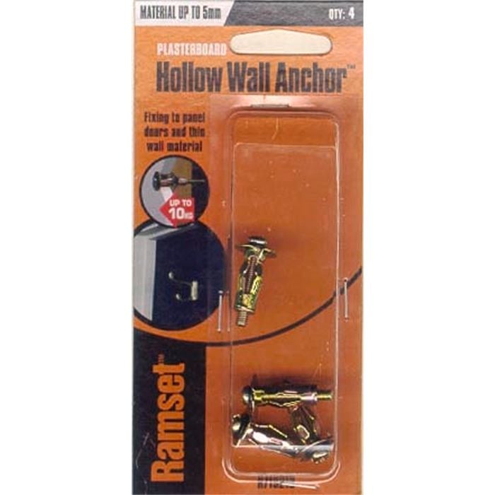 Ramset Hollow Wall Anchor Zinc 5mm 4pk