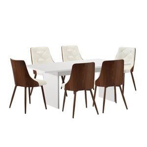 Oikiture  6-seater Rectangular Dining Table And Chairs Wooden Kitchen Dining Set