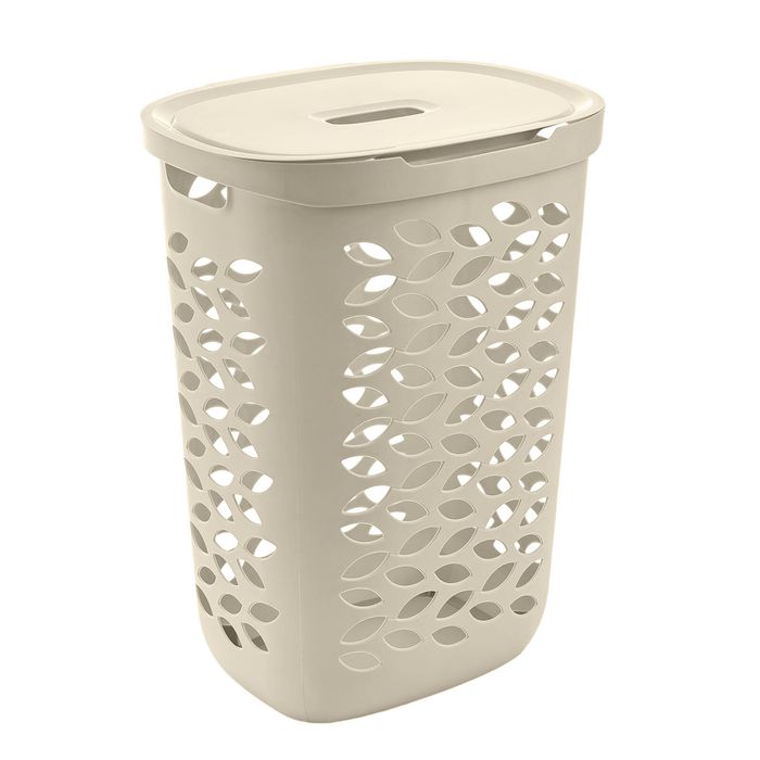 EzyStorage 62.5L Warm Grey Fleur Laundry Hamper With Lid