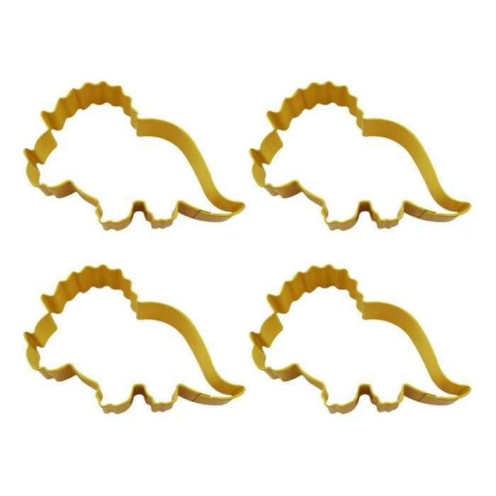 4x R&m Triceratops Baby Cookie Cutter Polyresin Coated Steel Mould 10.8cm Ylw