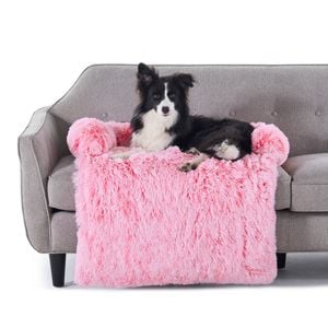 Charlie's Shaggy Faux Fur Bolster Sofa Protector Calming Dog Bed Ombre Pink Small