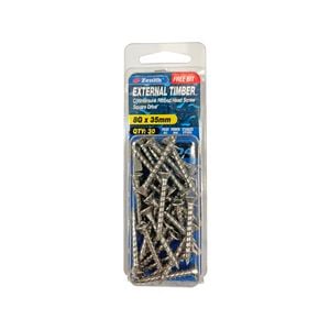 Zenith 8G x 35mm Stainless Steel 304 Square Drive External Timber Screw - 30 Pack