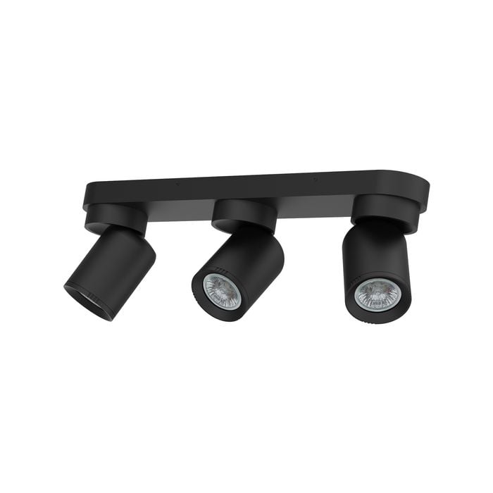 Click 3 Head Adjustable GU10 Spotlight - Matte Black Finish