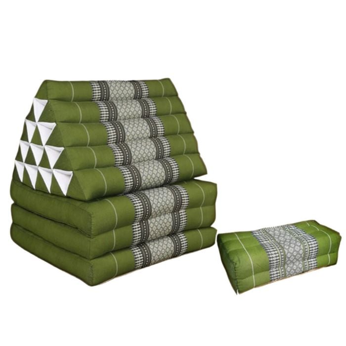 Jumbo Thai Triangle Pillow Three-Fold Day Bed with Arm/Leg Rest Block - Green