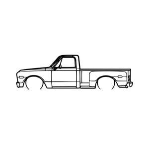 Ignite Laser Chevrolet 1968 C10 Pickup Silhouette Metal Wall Art Coated Black 23.6inch/60cm