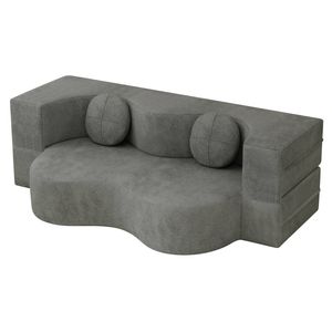 Familand 150cm Convertible Memory Foam Sofa Bed In Grey