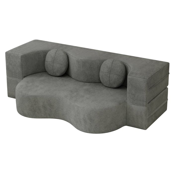 Familand 150cm Convertible Memory Foam Sofa Bed In Grey