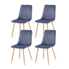 Foret Grey Velvet Upholstered Dining Chairs Wood Grain Metal Legs Set Of 4