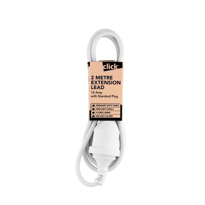 Click 2m White Extension Lead - 2m