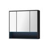 Welba 3 Doors Wall Cabinet Mirror Storage 900x750mm LED Light Black Cupboard