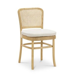 Prague Cream Bouclé & Natural Timber Seat Dining Chair (Set of 2)