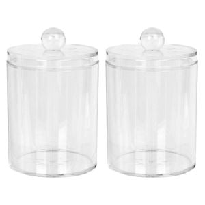 Harbour Housewares Reusable Plastic Bathroom Canisters with Clear Lid - Pack of 2