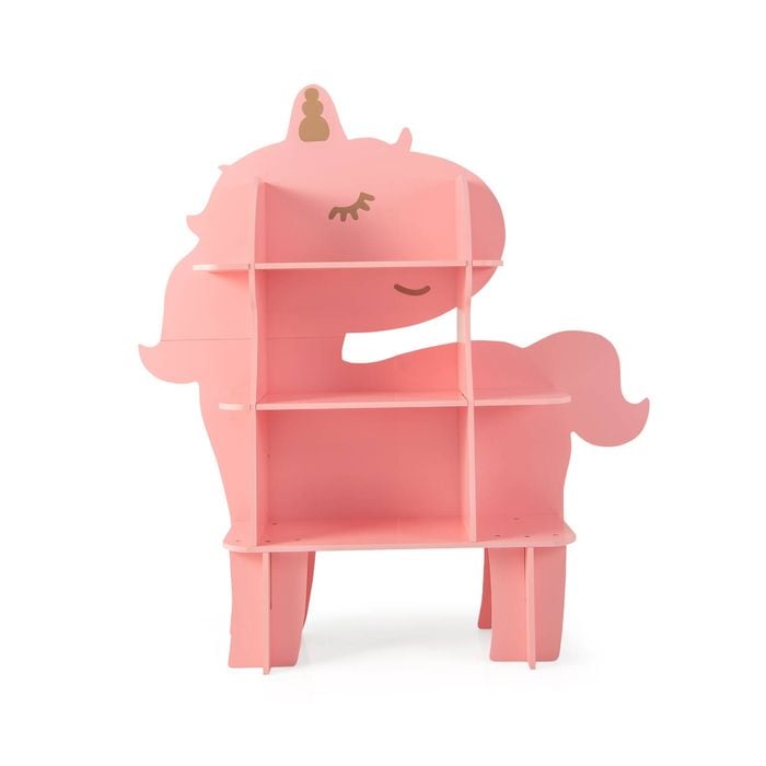 Costway Kid Bookcase Toy Storage Organizer W/open Shelves, Pink