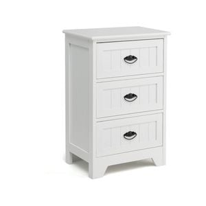 Costway 3-drawer Bedside Table Wood Bedroom White