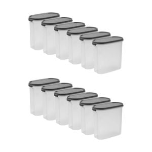 12x Partyware Dry Food Storage Container W/ Black Lid 1.7l Clear