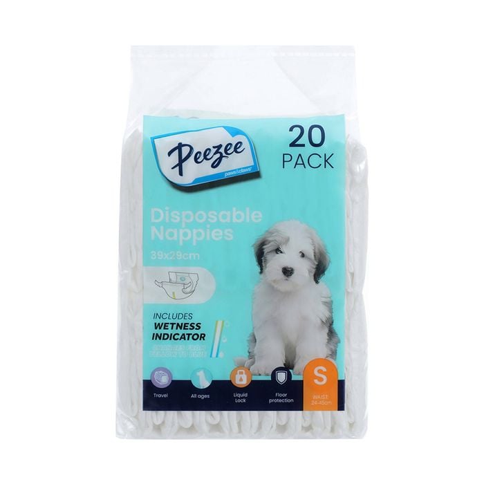 Paws & Claws 39 x 29cm Small Disposable Pet Nappies - 20 Pack