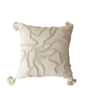 Anyhouz Pillowcase Beige Abstract Lines Embroidered Decorative Cushion Cover
