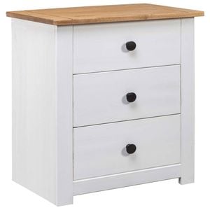 vidaXL Pinewood Bedside Cabinet White Panama Range Bedroom Stand Furniture