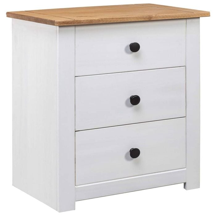 vidaXL Pinewood Bedside Cabinet White Panama Range Bedroom Stand Furniture