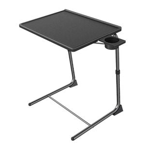 Catzon Adjustable TV Tray Table with Cup Holder Folding Dinner Table-Black